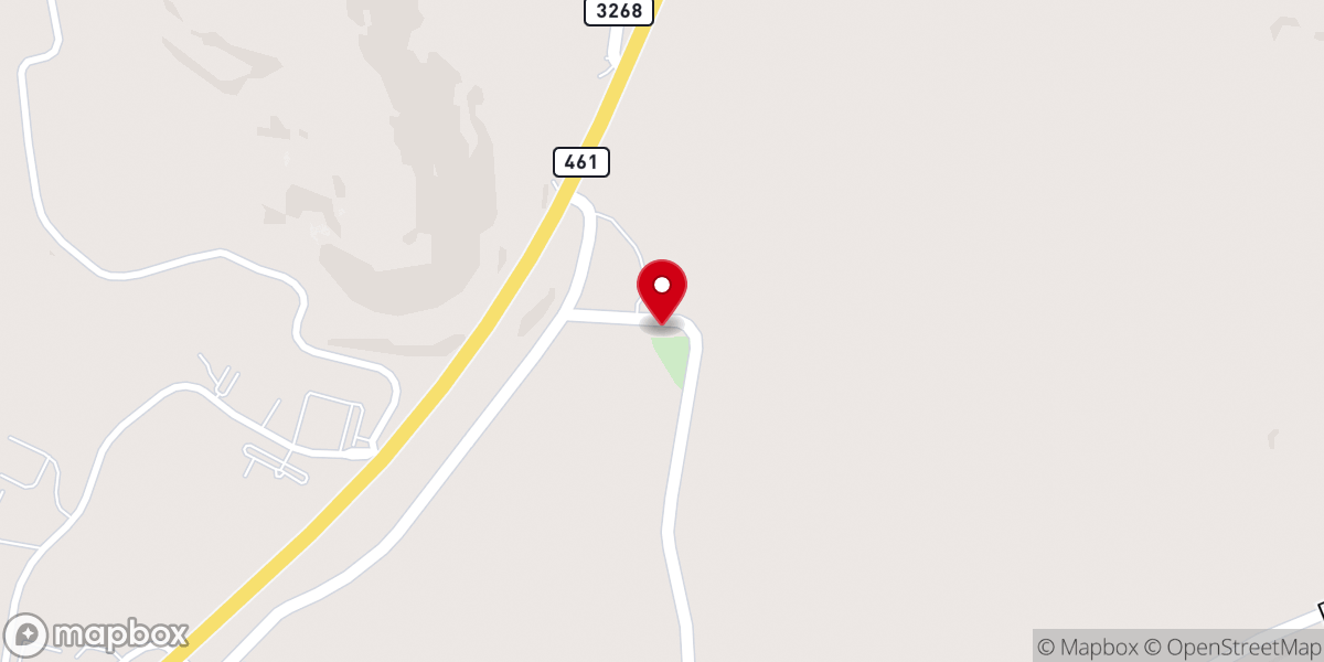 Map showing location of Flat Lick Baptist Church