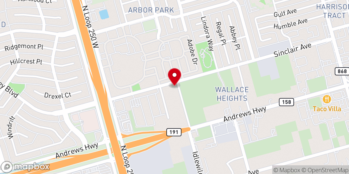 Map showing location of Midland Korean Baptist Church