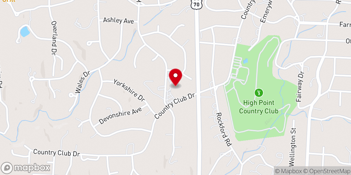 Map showing location of Emerywood Baptist Church