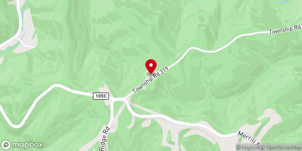 Map showing location of Merrell Ridge Church