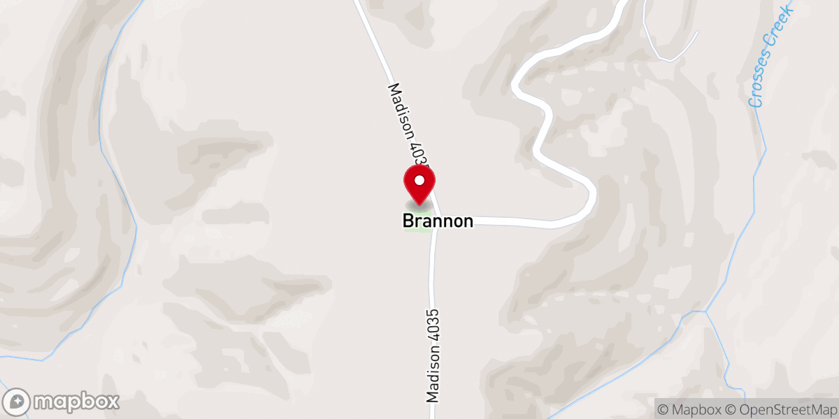 Map showing location of Brannon Church