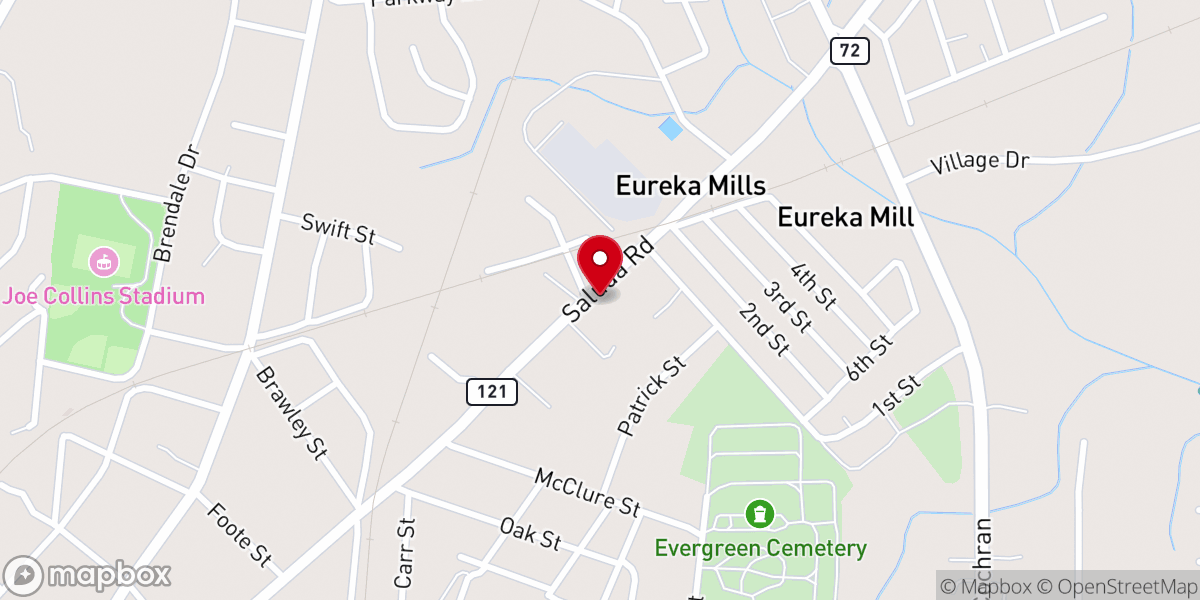 Map showing location of Church of God-Saluda St