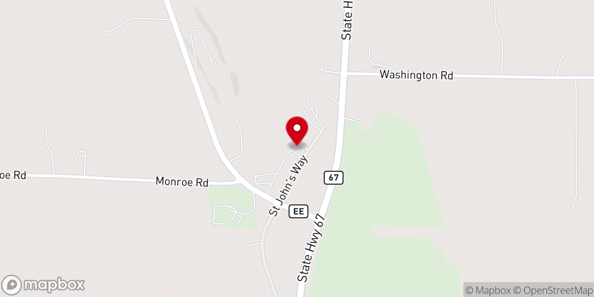Map showing location of St John's Lutheran Church