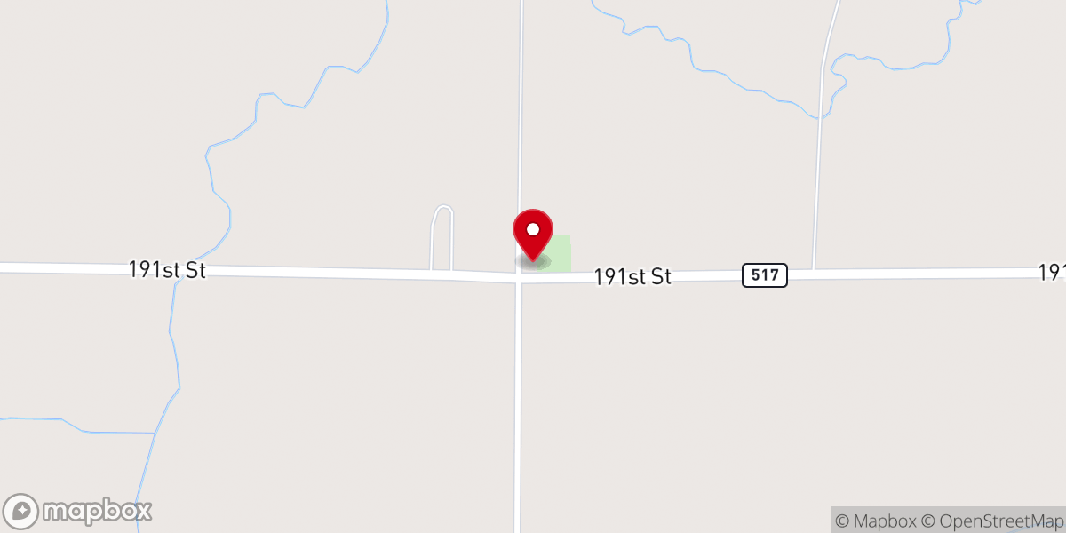 Map showing location of Wood Lake Lutheran Church