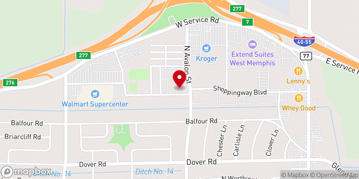Map showing location of Calvary Baptist Church