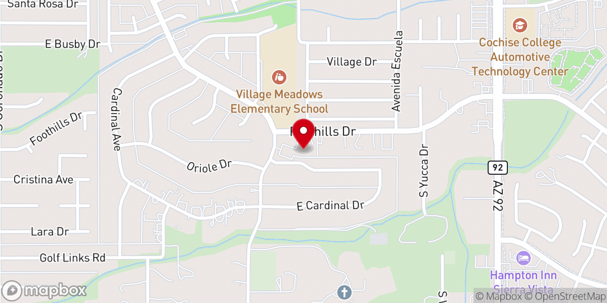 Map showing location of Sierra Vista Nazarene Church
