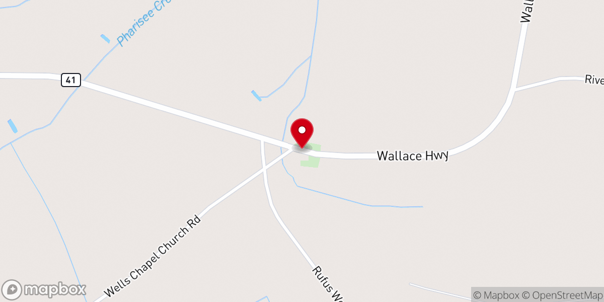 Map showing location of Wells Chapel Baptist Church