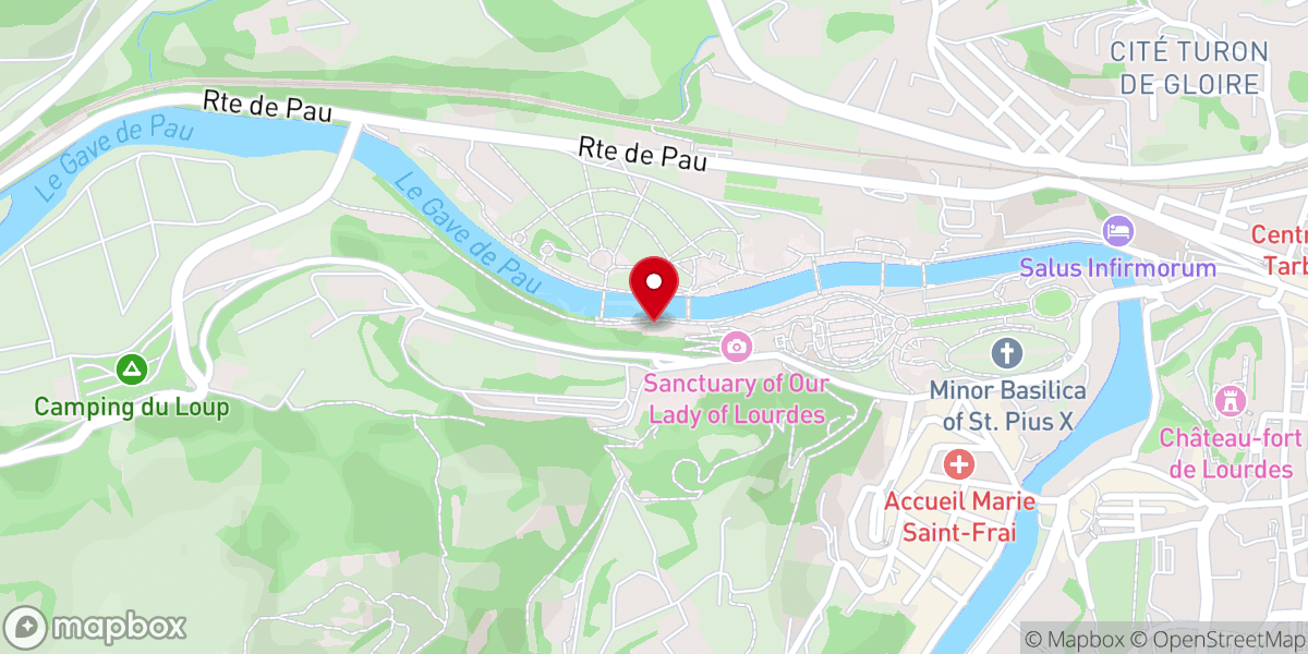 Map showing location of Piscines du Sanctuaire de Lourdes