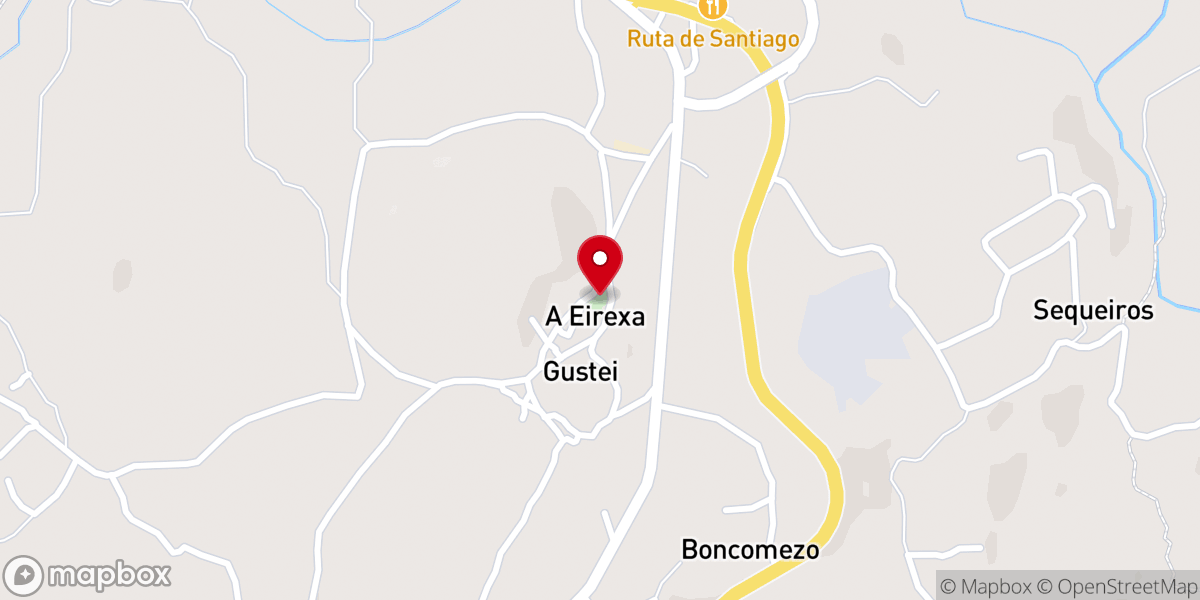 Map showing location of Iglesia de Santiago de Gustei