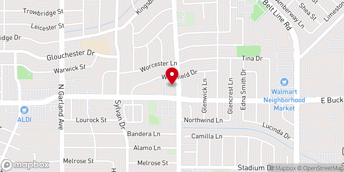 Map showing location of Rodgers Baptist Church