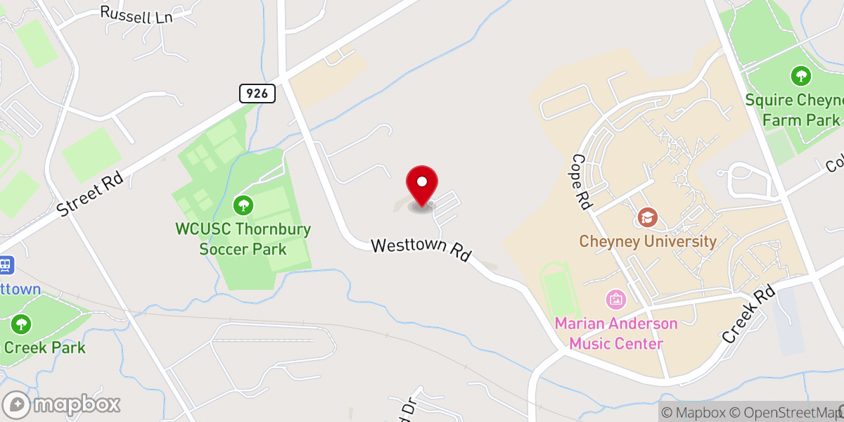 Map showing location of Meadowcroft Presbyterian Church