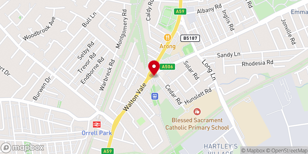 Map showing location of Liverpool Prayer Fellowship Church