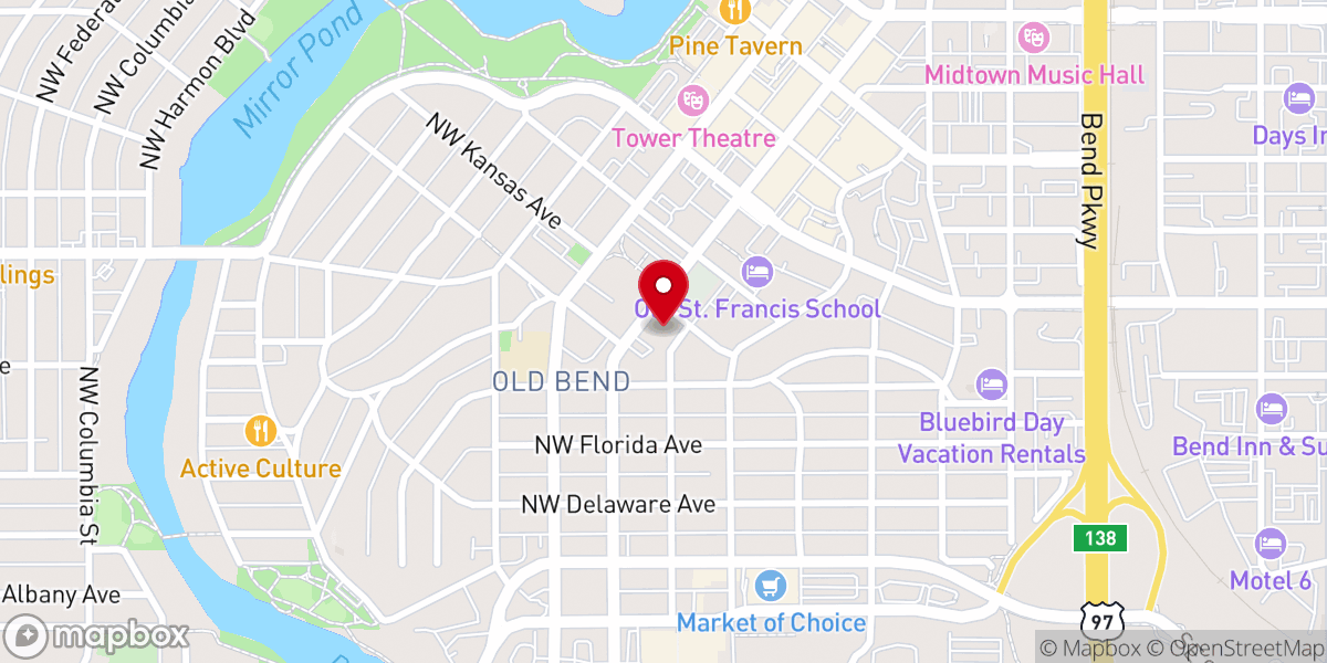 Map showing location of Bend United Methodist Church