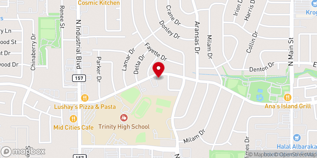 Map showing location of New Beginnings Fellowship - Mid Cities