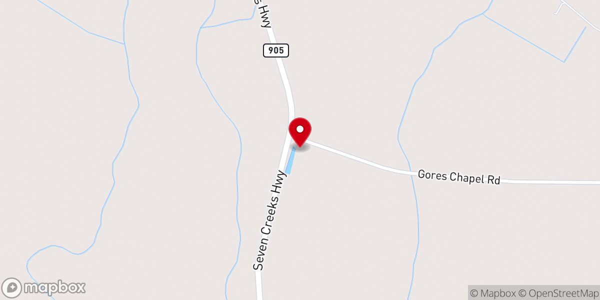 Map showing location of Gore's Chapel Missionary Baptist Church