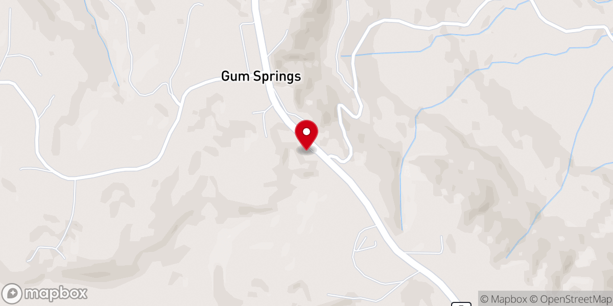 Map showing location of Gum Springs Church
