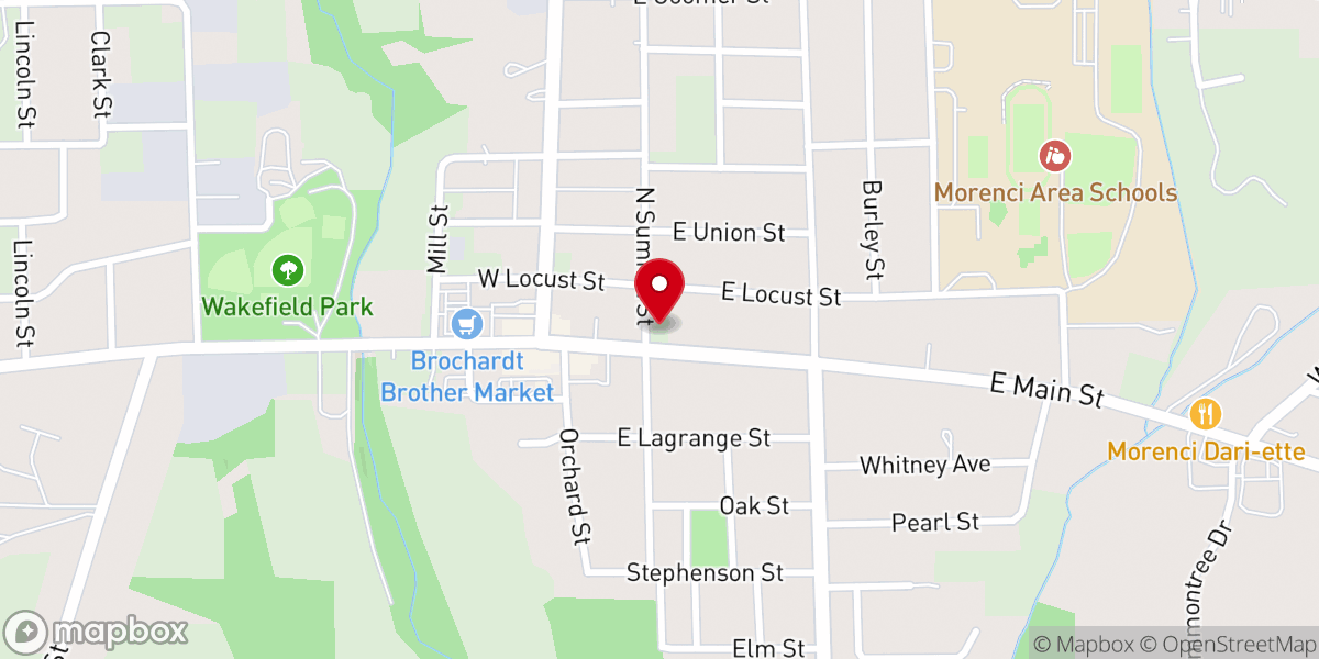 Map showing location of Morenci United Methodist Church