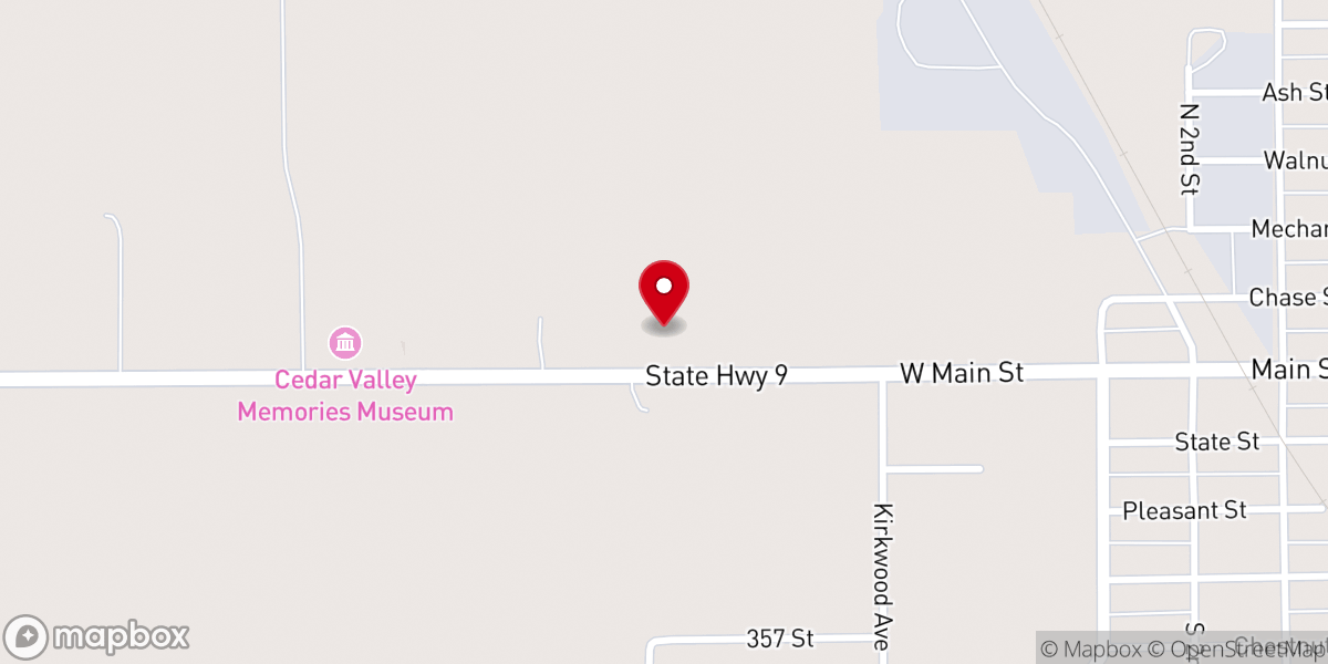 Map showing location of Prairie Lakes Church - Osage
