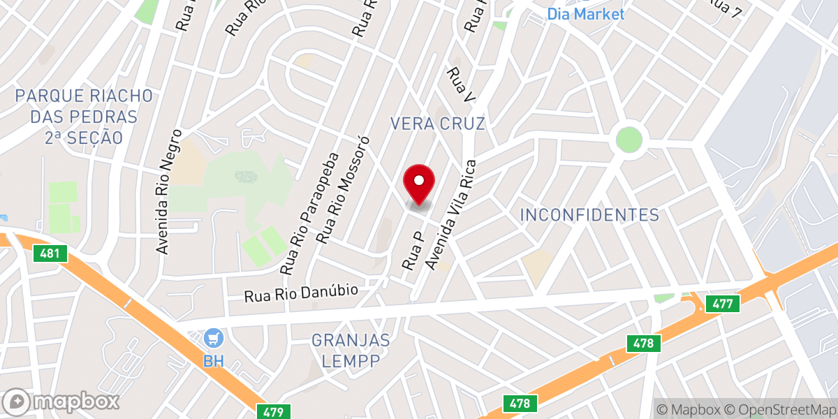 Map showing location of Primeira Igreja Presbiteriana Renovada de Contagem
