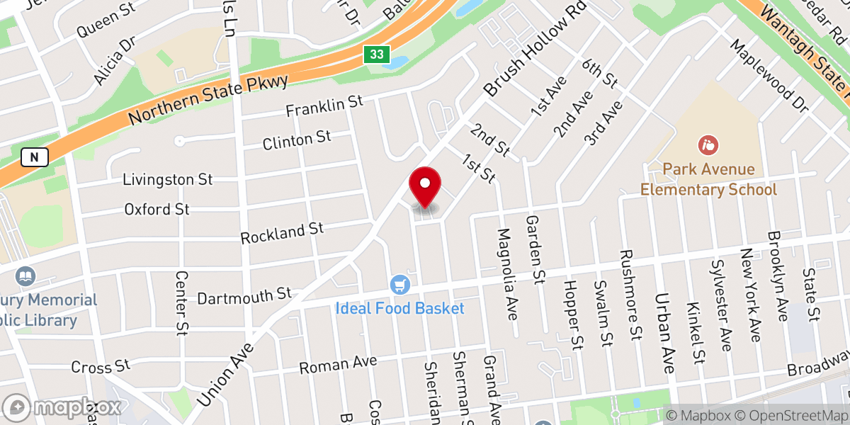 Map showing location of Gospel Assembly Church - Westbury