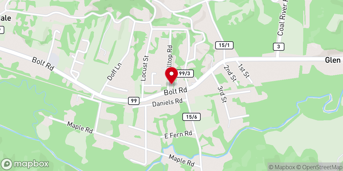 Map showing location of Glen Daniels Worship Center