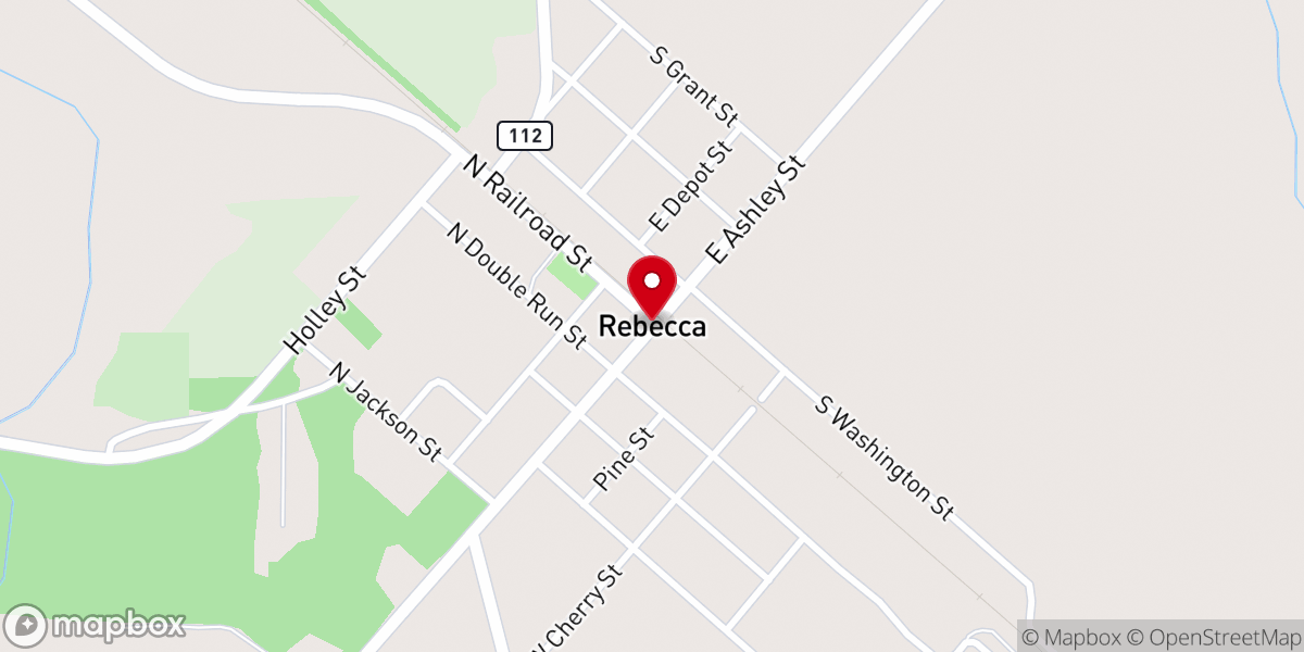 Map showing location of Rebecca