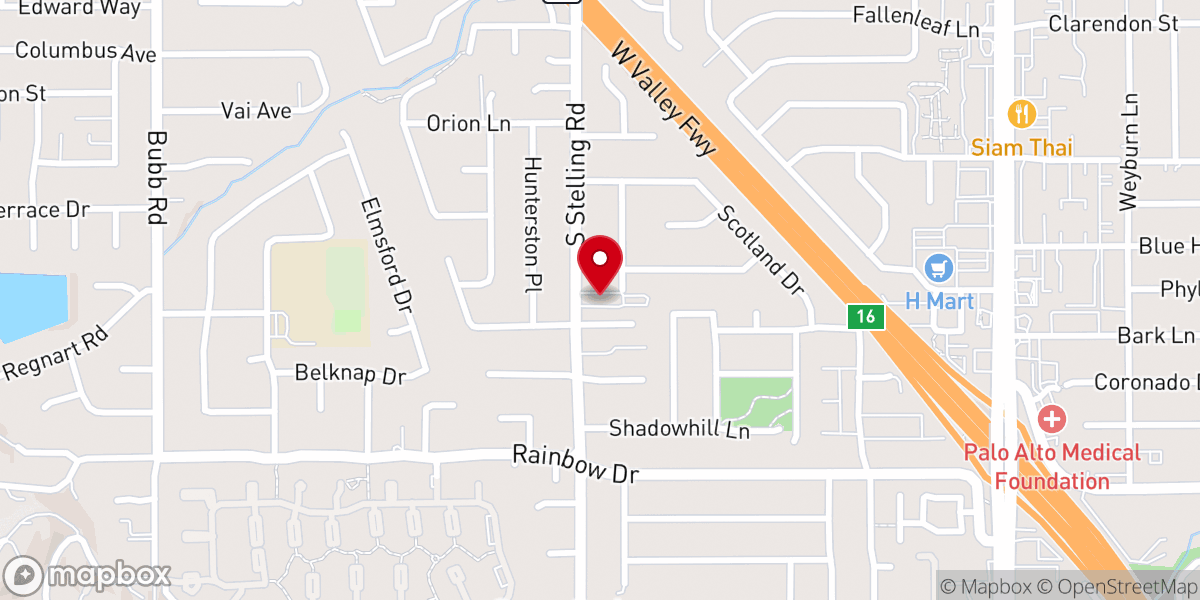 Map showing location of Hillview Bible Chapel