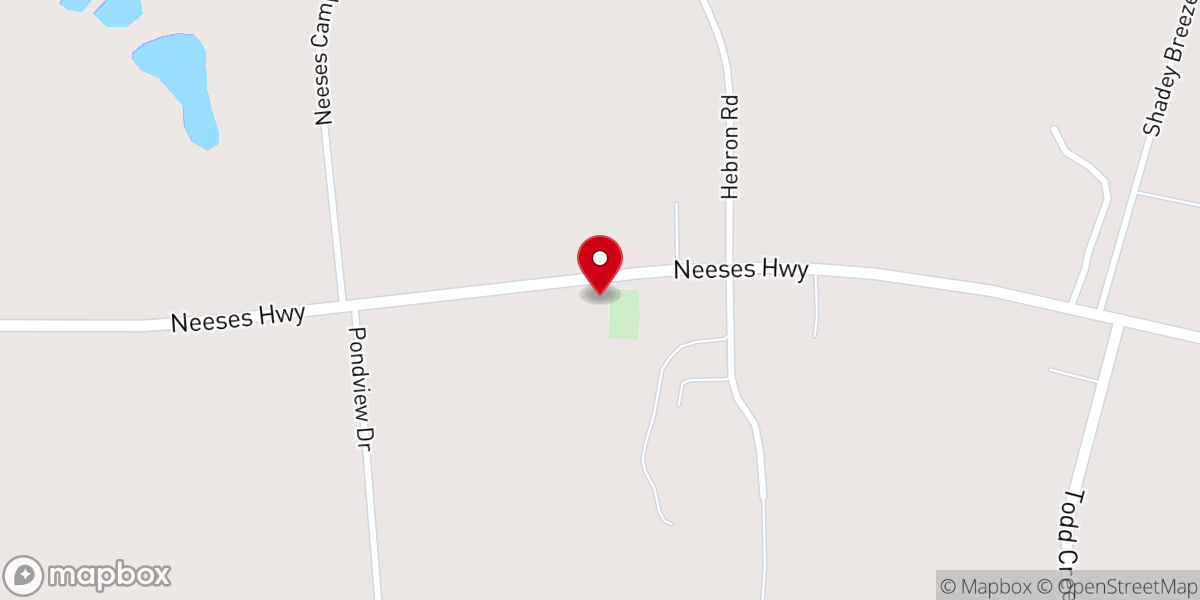 Map showing location of Hickory Hill Baptist Church
