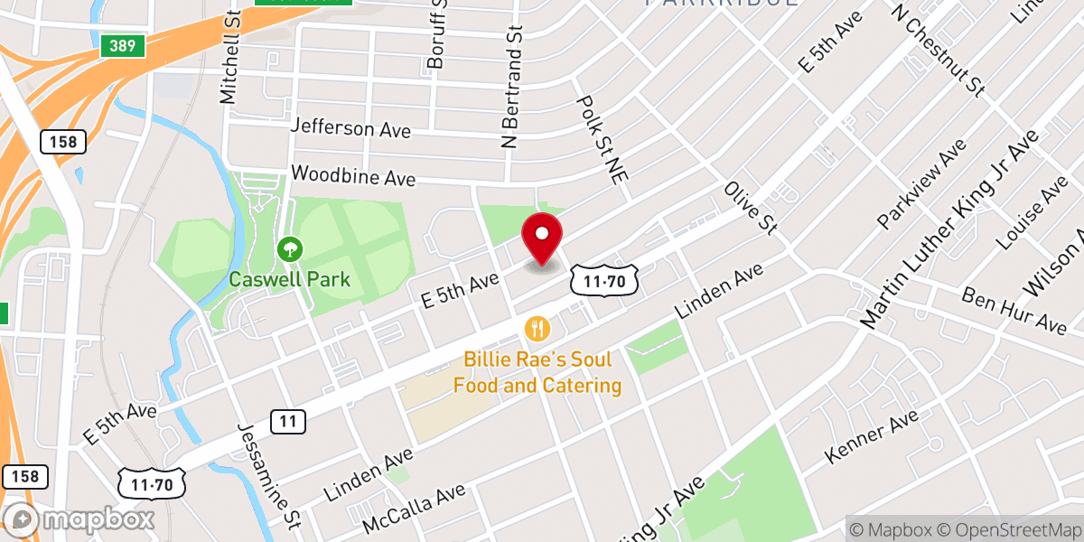 Map showing location of Greater Ebenezer Baptist Church
