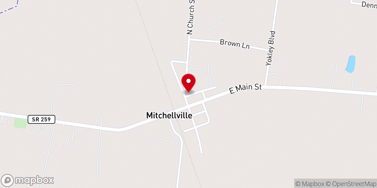 Map showing location of Mitchellville Baptist Church