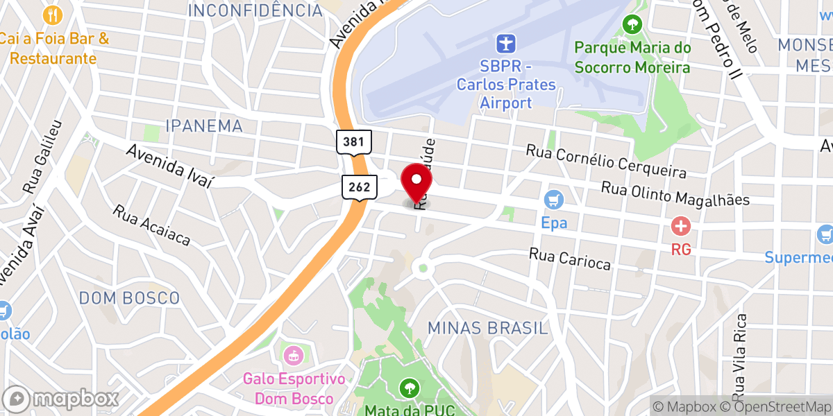 Map showing location of Igreja Batista Progresso