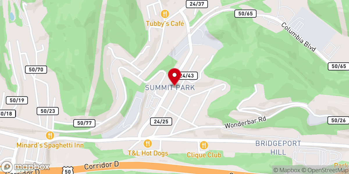 Map showing location of Summit Park Baptist Church