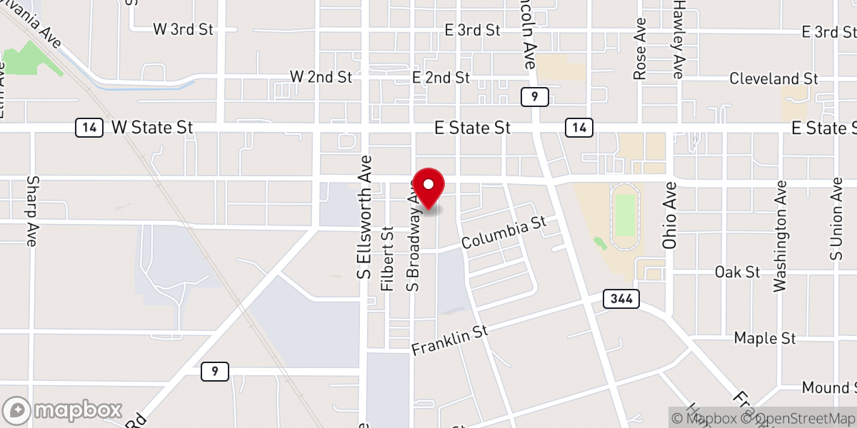 Map showing location of First United Methodist Church of Wellsville