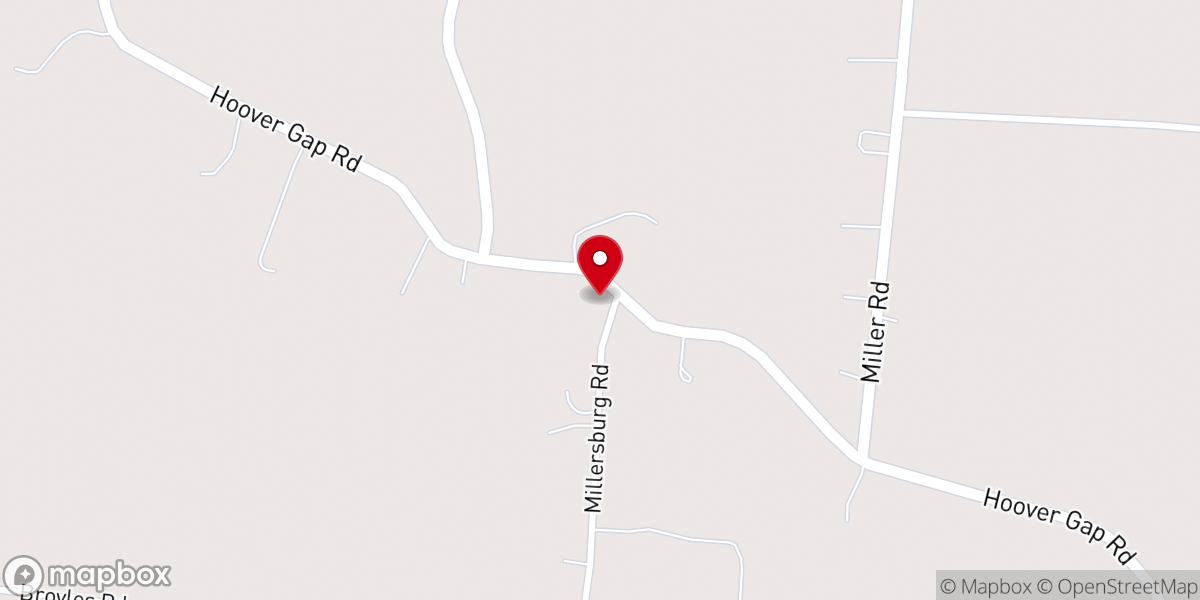 Map showing location of Millersburg Baptist Church
