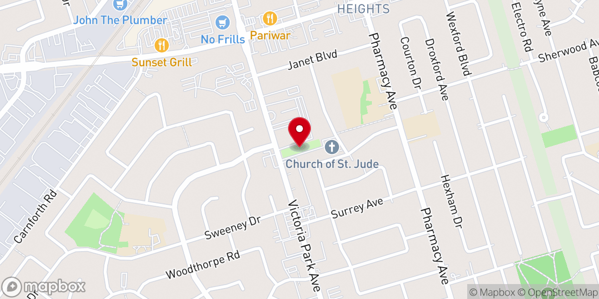 Map showing location of Georgian Orthodox Church in Canada
