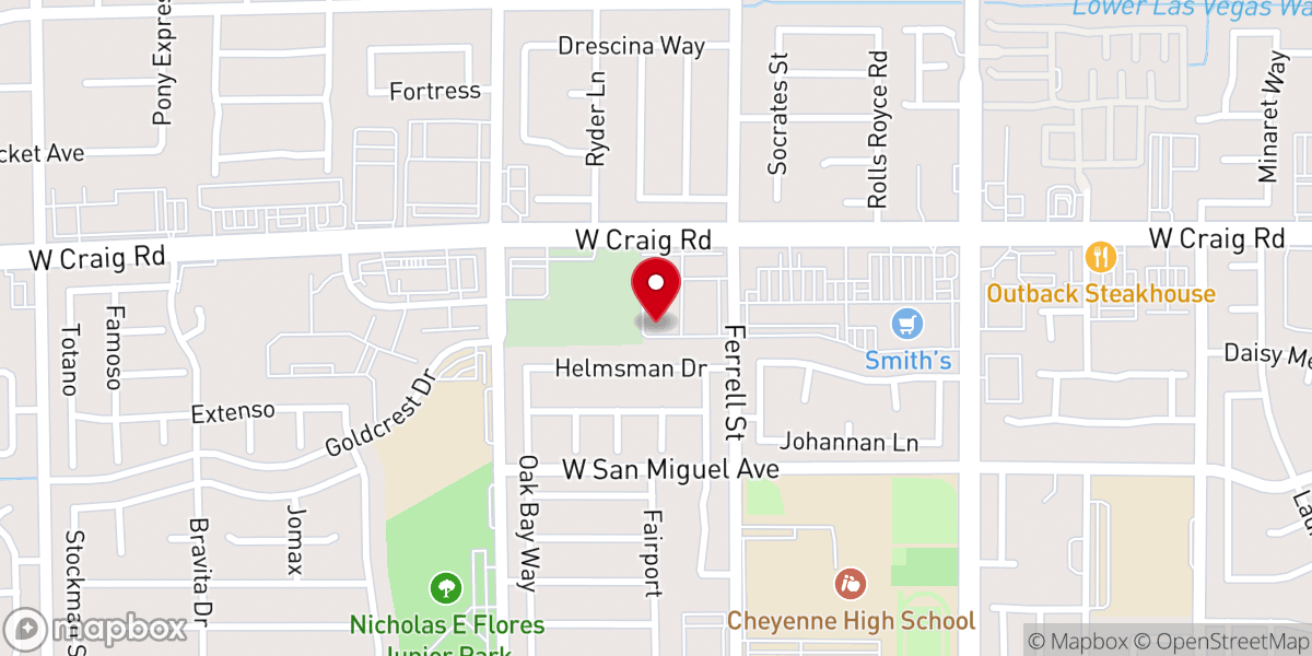 Map showing location of Vegas Christian Center