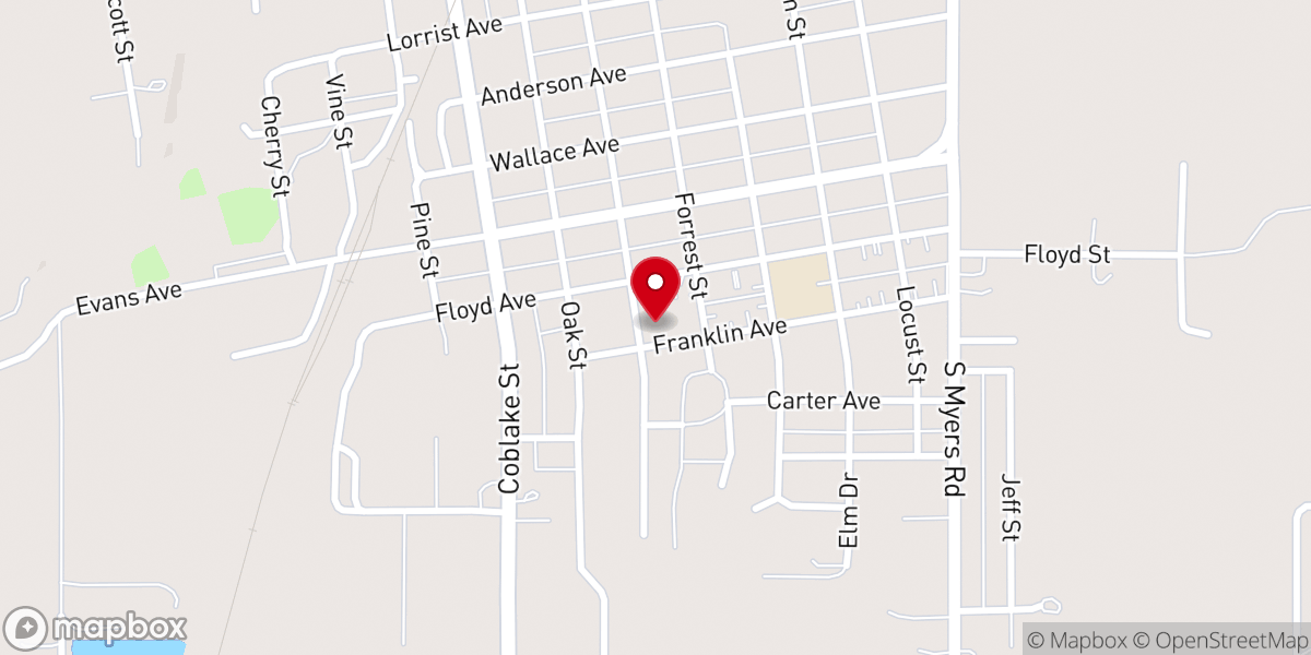 Map showing location of Apache First Baptist Church