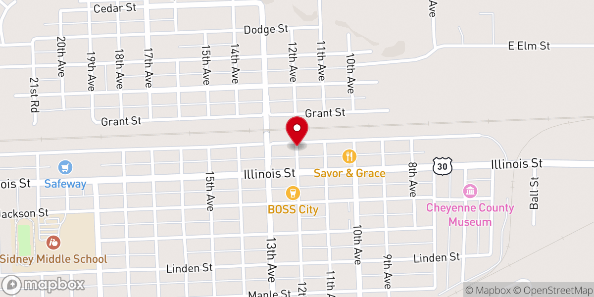 Map showing location of Sidney Sun Telegraph
