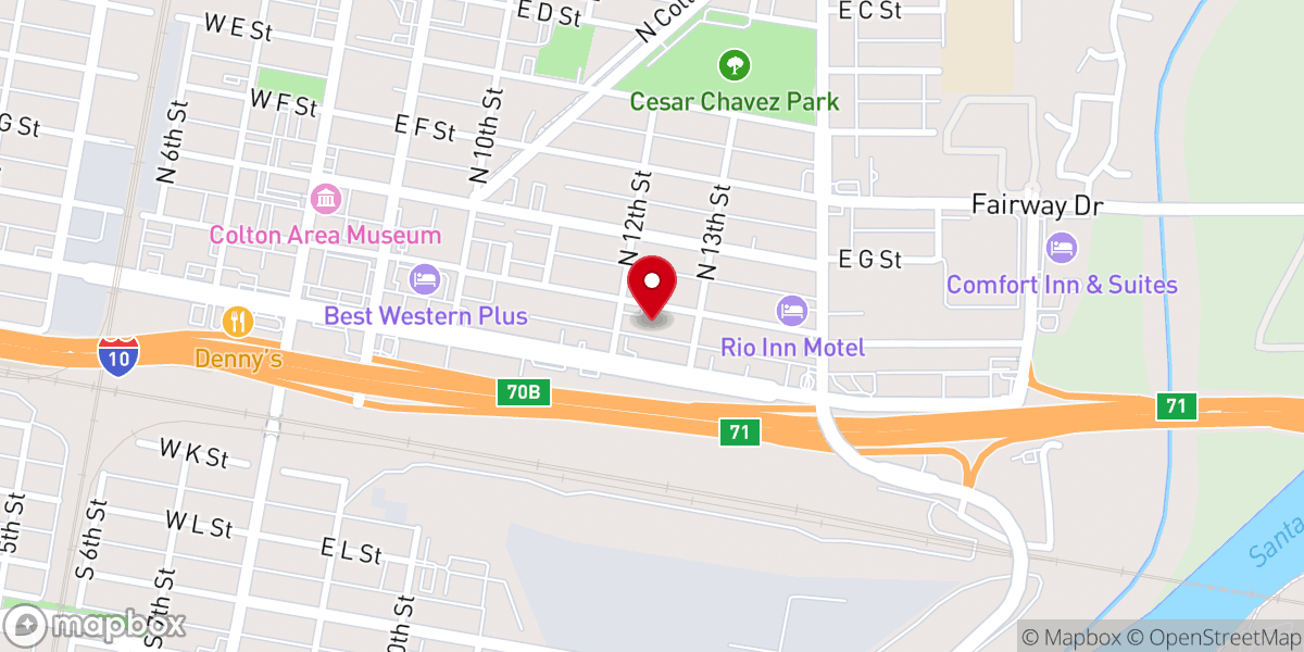 Map showing location of Foursquare Church of Colton