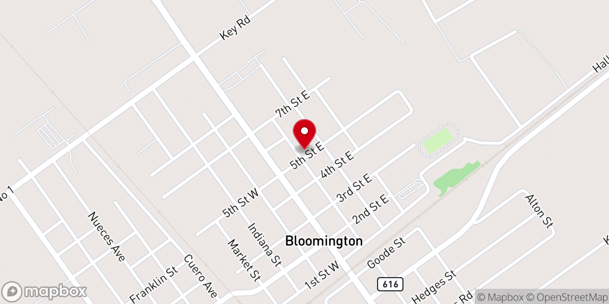Map showing location of Bloomington Church of Christ