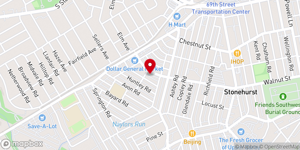 Map showing location of Christ Lutheran Church Upper Darby