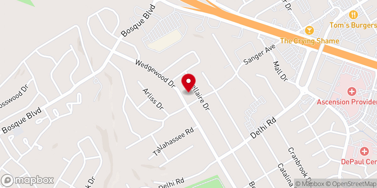 Map showing location of Westwood Baptist Church