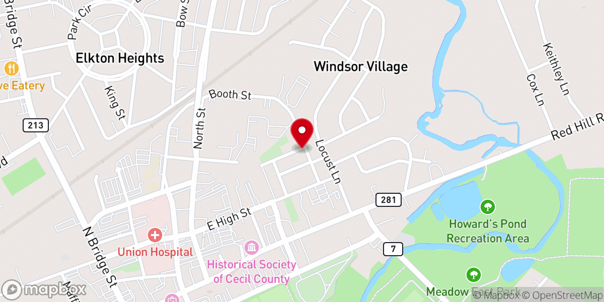 Map showing location of Wright's African Methodist Episcopal Church