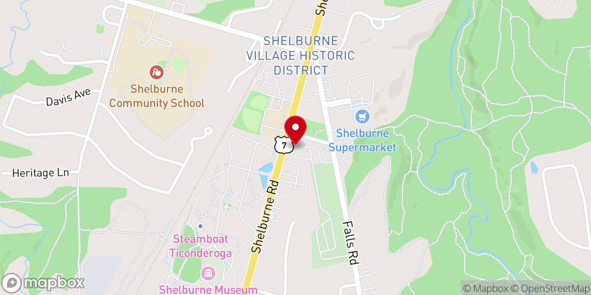 Map showing location of Shelburne United Methodist Church