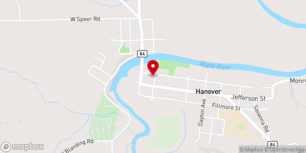 Map showing location of Hanover United Methodist Church