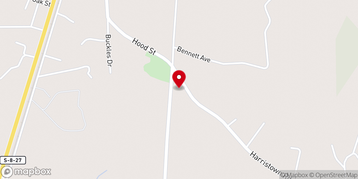 Map showing location of Harristown Road Baptist Church