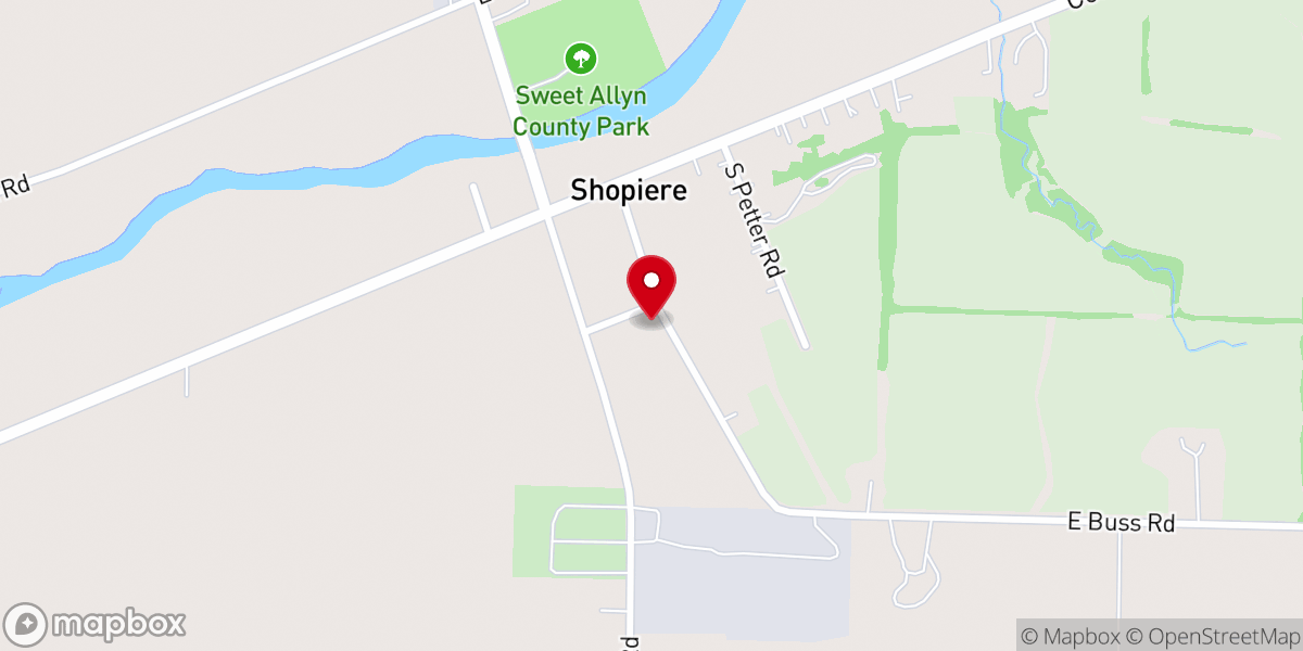 Map showing location of Shopiere Congregational Church