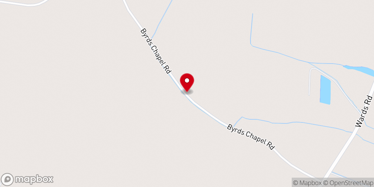 Map showing location of Byrd's Chapel Baptist Church