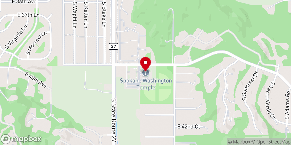 Map showing location of Spokane Washington Temple