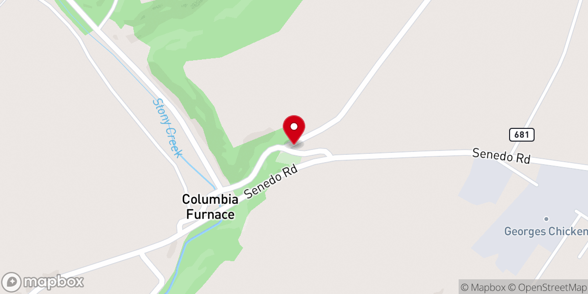 Map showing location of Columbia Furnace United Methodist Church
